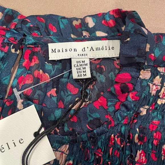 Madison d’Amelie Green Floral Top Sleeveless Pleated Blouse, Rich Colors. Sz M - Picture 6 of 16